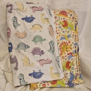 Colorful Dinosaur and Animal Print Baby Blankets